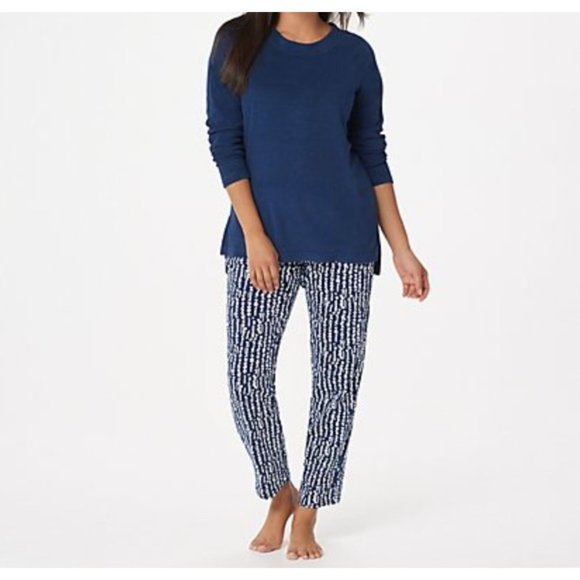 Stan Herman Baby Terry Tunic Lounge Pants Navy XS - Picture 1 of 2